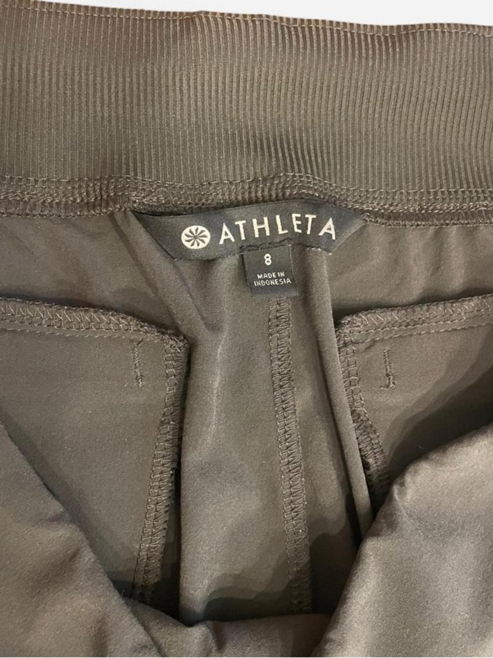 Athleta dark green joggers polyester/spandex with pockets Size 8 - Picture 4 of 7